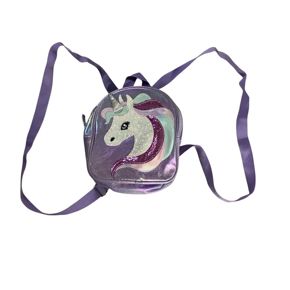 Claire's Unicorn Mini Backpack Girls Purple Iridescent Glitter Y2K Aesthetic